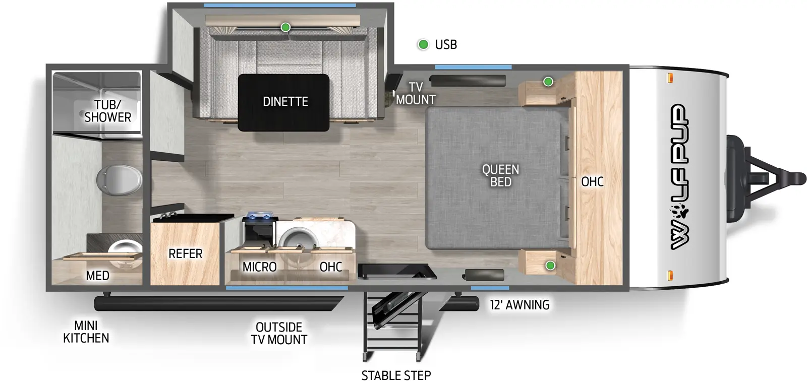 Wolf Pup 16KHW Floorplan